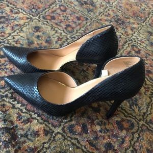 Black snakeskin heels